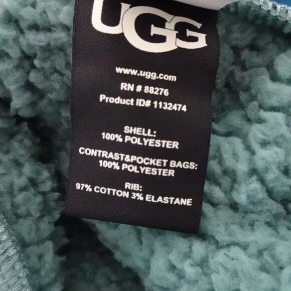 UGG Camilia Sherpa Shorts Women's Size M Green Furry Fleece Soft Elastic Waist