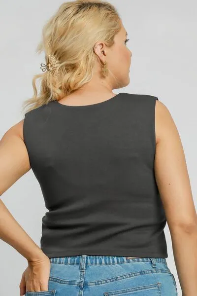 Umgee Full Size Scoop Neck Cropped Tank Plus Size S-2XL