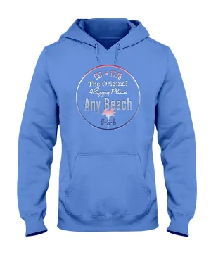 Unisex Any Beach Is My Happy Place USA Est 1776 Fleece Hoodie