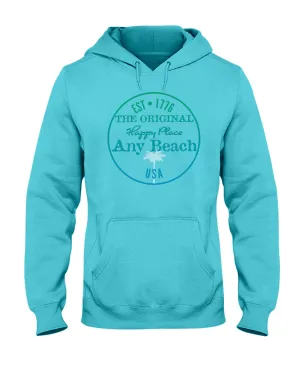 Unisex Any Beach USA Is My Happy Place Fleece Hoodie Original