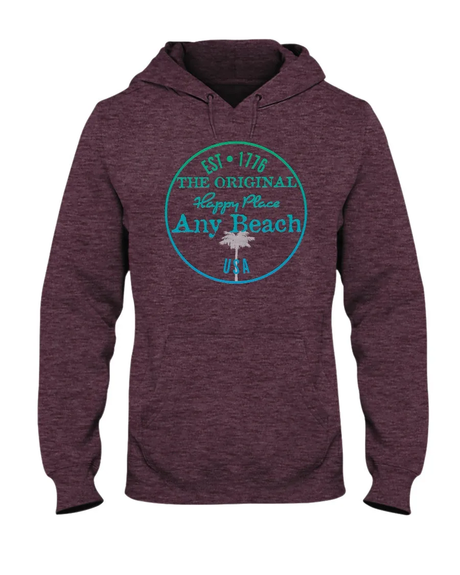 Unisex Any Beach USA Is My Happy Place Fleece Hoodie Original