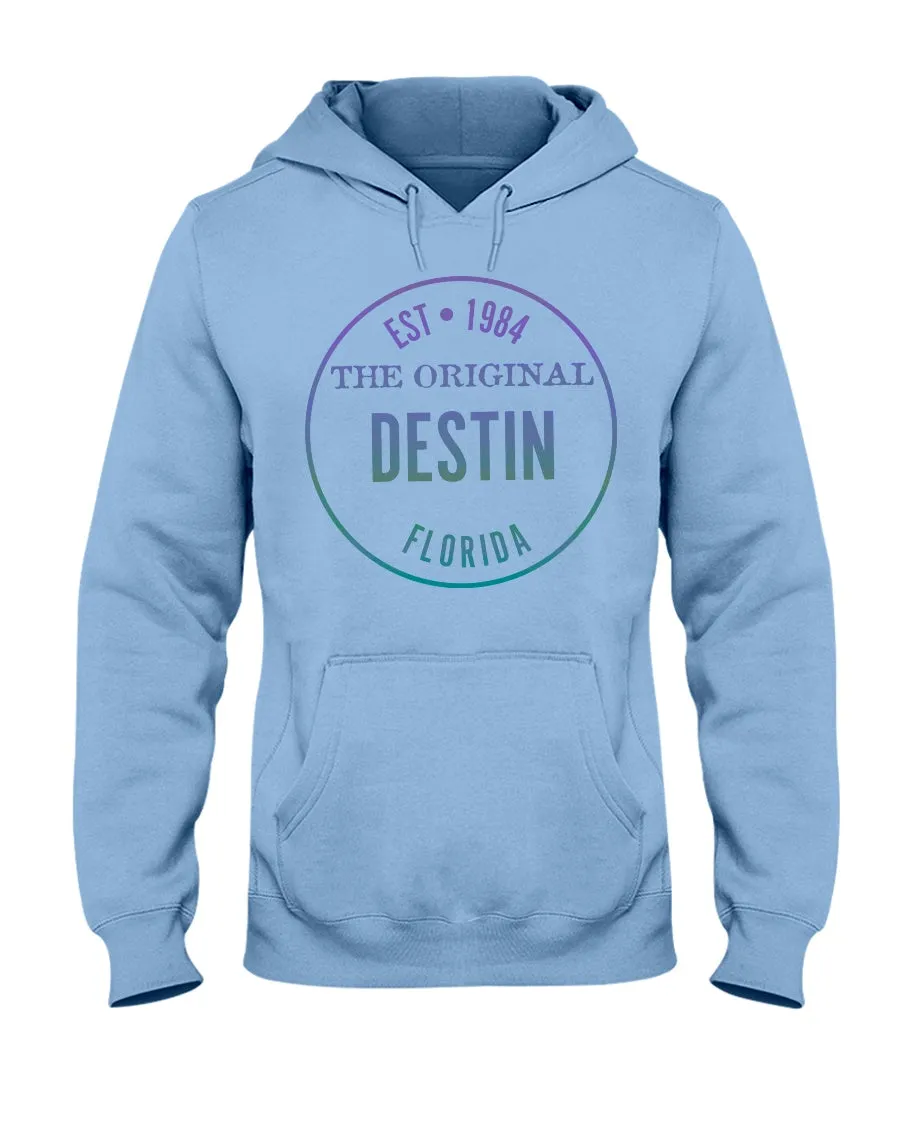 Unisex Destin Est 1984 Vintage Style Fleece Hoodie Gradient Logo