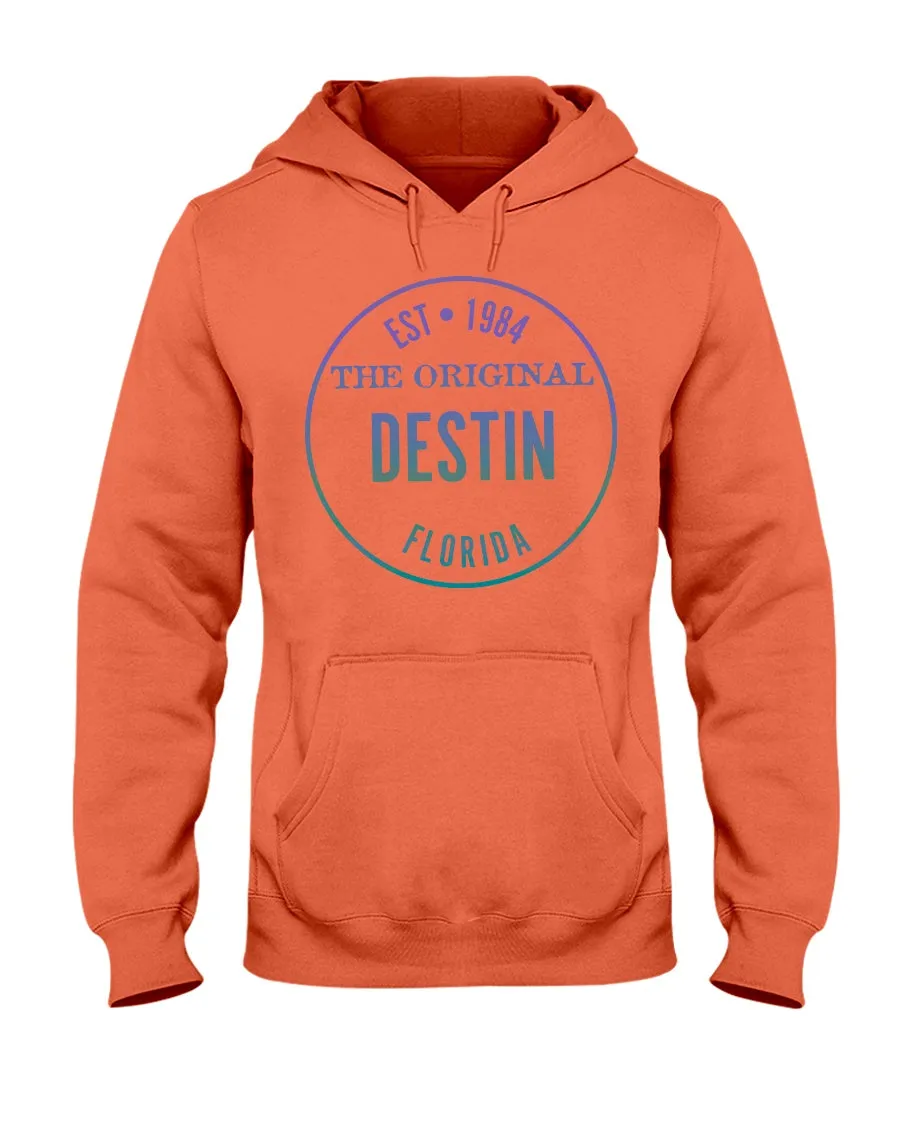 Unisex Destin Est 1984 Vintage Style Fleece Hoodie Gradient Logo