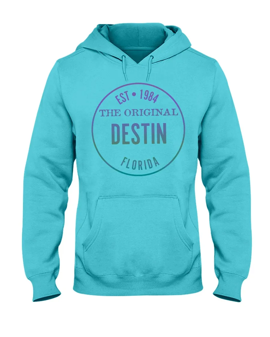Unisex Destin Est 1984 Vintage Style Fleece Hoodie Gradient Logo