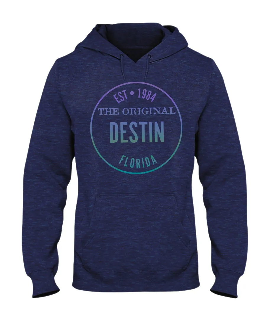 Unisex Destin Est 1984 Vintage Style Fleece Hoodie Gradient Logo