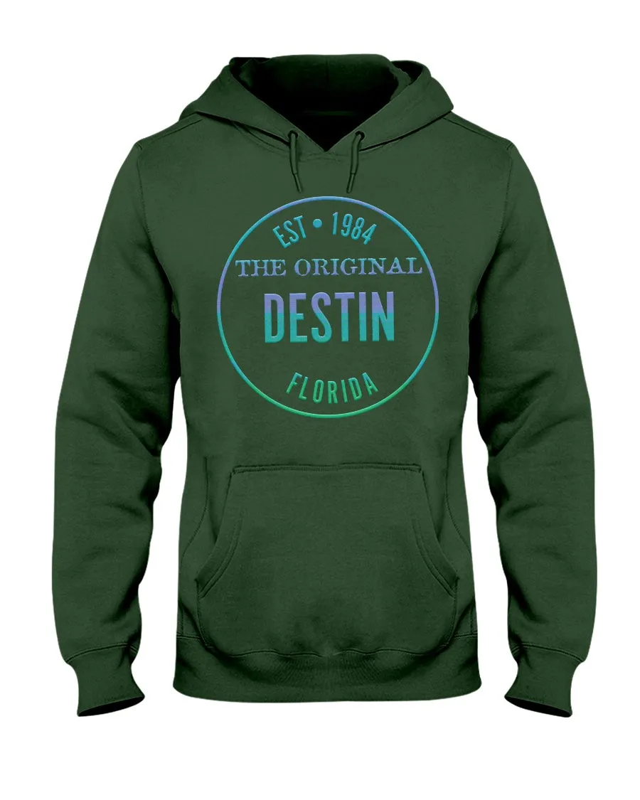 Unisex Destin The Original Hoodie Est 1984 Fleece Hoodie Bevel-Look Gradient