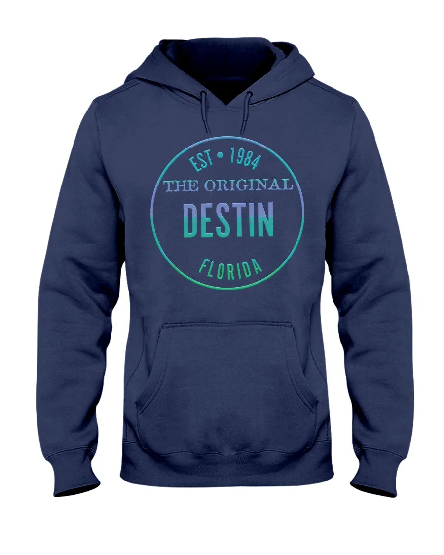 Unisex Destin The Original Hoodie Est 1984 Fleece Hoodie Bevel-Look Gradient