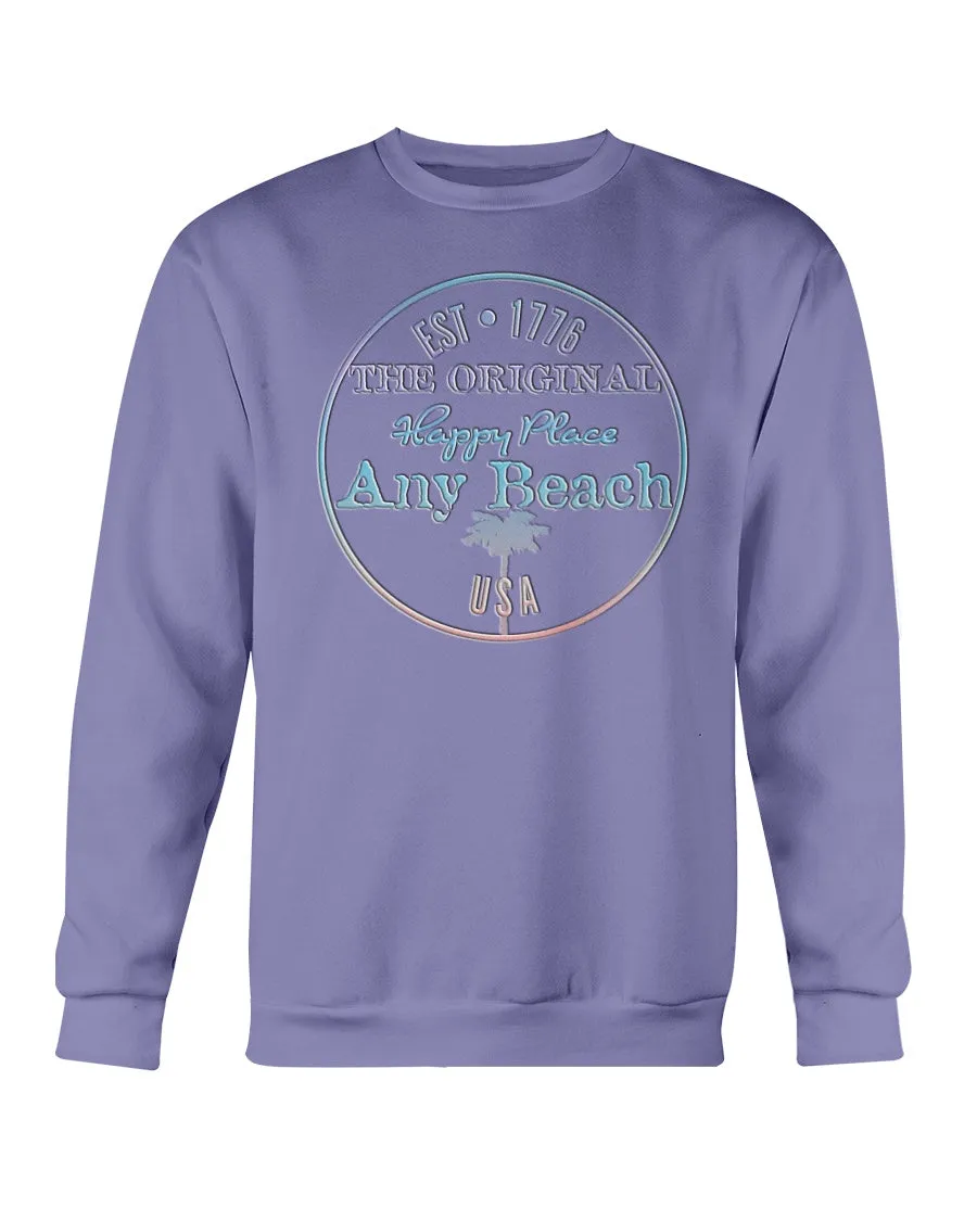 Unisex Premium Garment-Dyed Fleece Sweatshirt Any Beach is my Happy Place