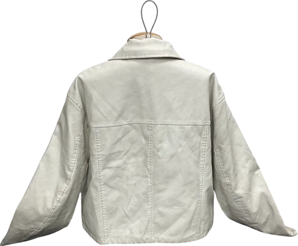 Urban Outfitters Cream Cropped Pu Jacket UK S