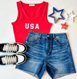 USA V-Neck Crop