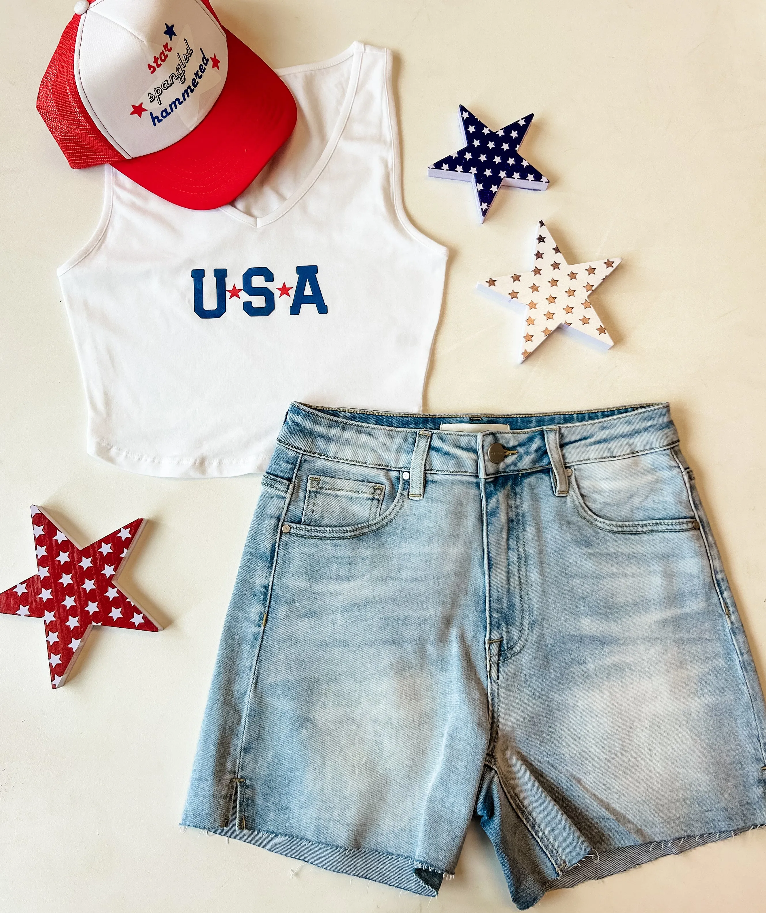 USA V-Neck Crop