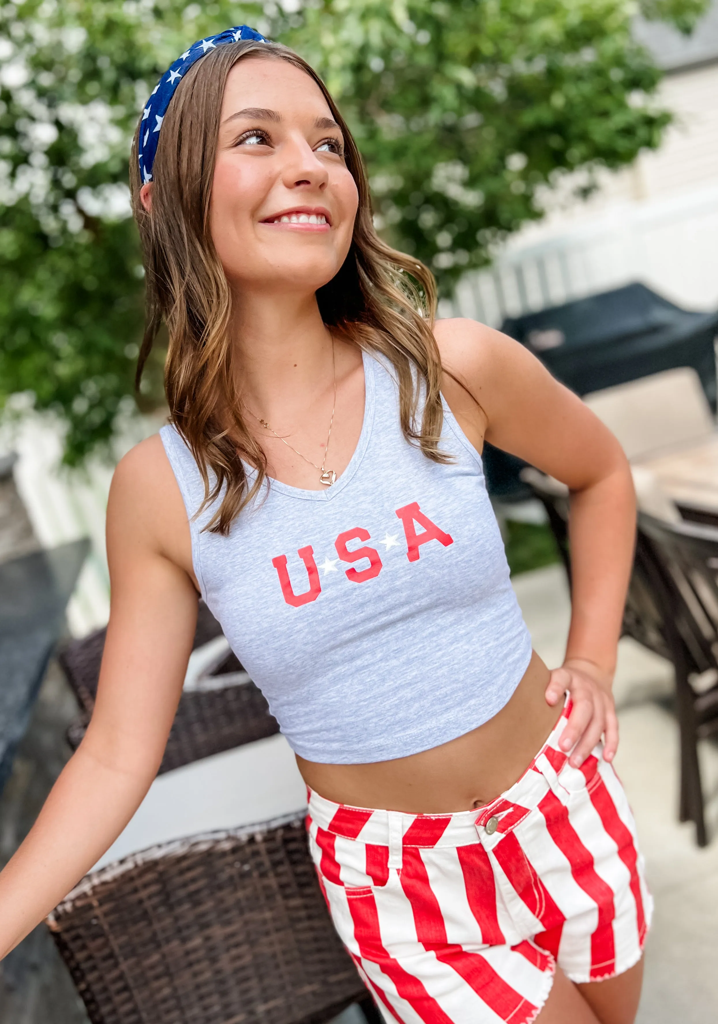 USA V-Neck Crop