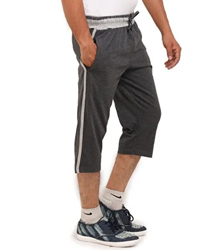 VEGO Men's Cotton 3/4th Capri (Charcoal, 36)