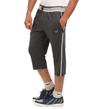 VEGO Men's Cotton 3/4th Capri (Charcoal, 36)