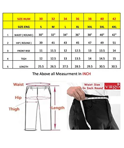 VEGO Men's Cotton 3/4th Capri (Charcoal, 36)