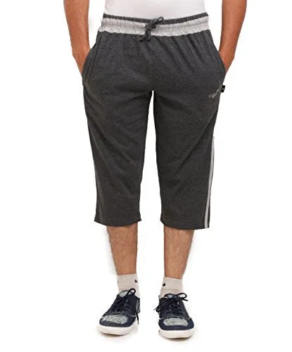 VEGO Men's Cotton 3/4th Capri (Charcoal, 36)
