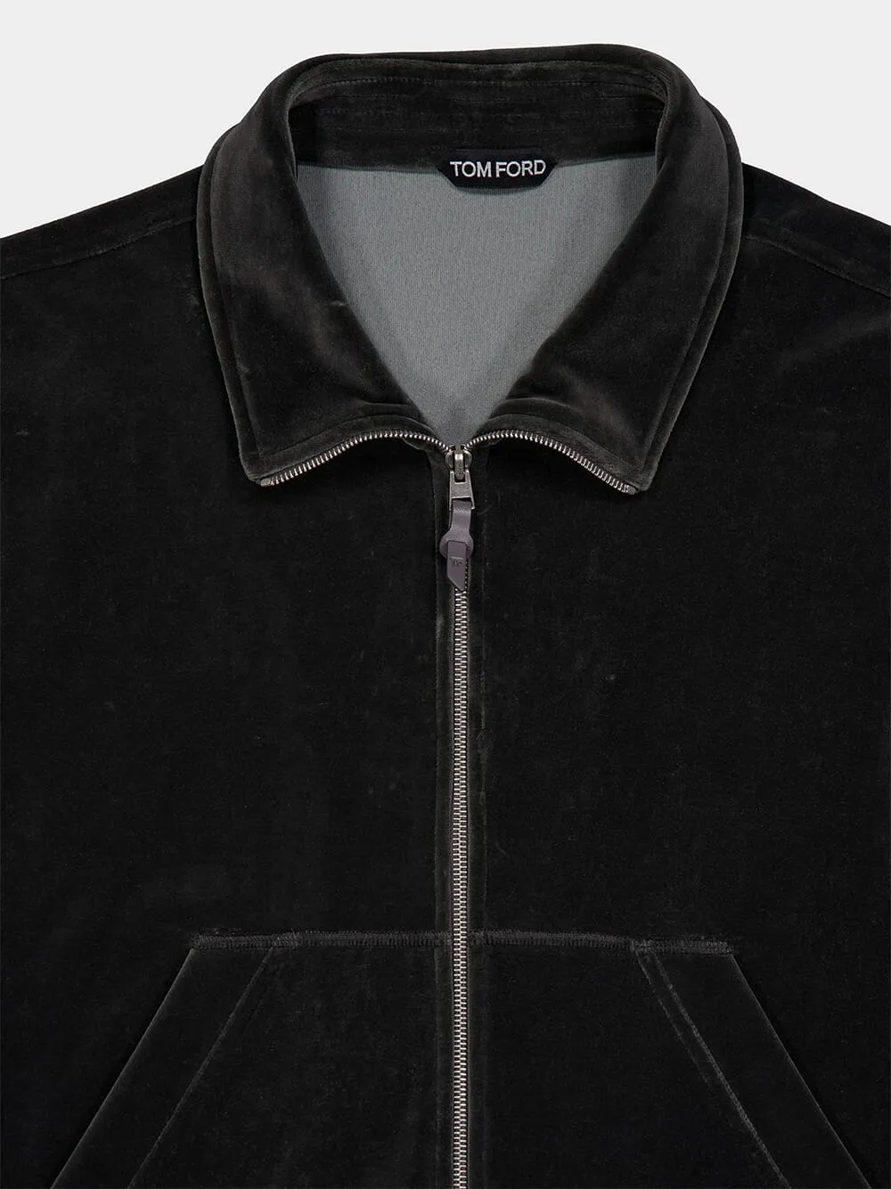 Velvet Zip-Up Bomber Jacket