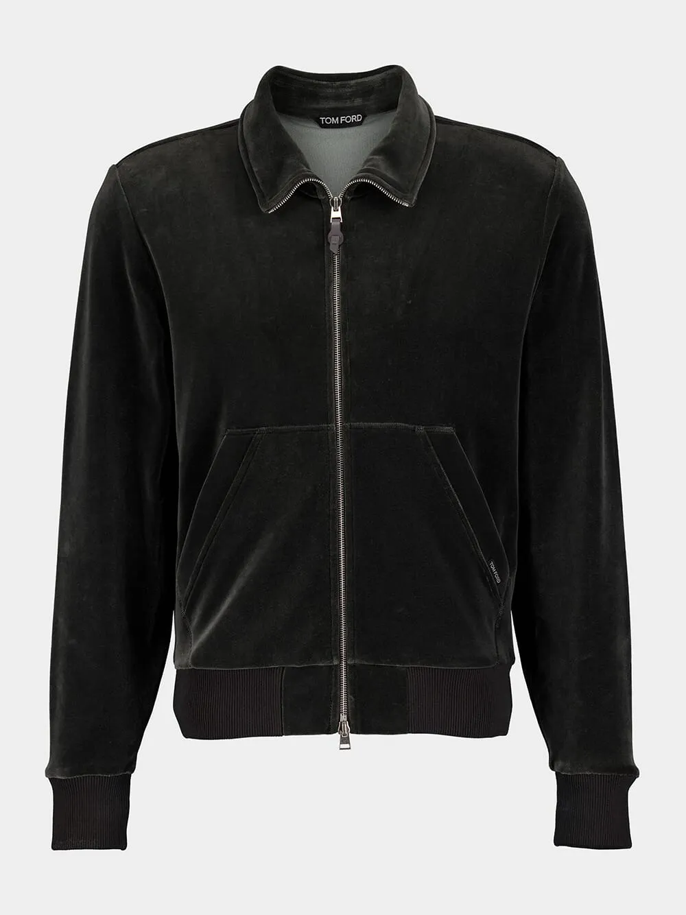 Velvet Zip-Up Bomber Jacket