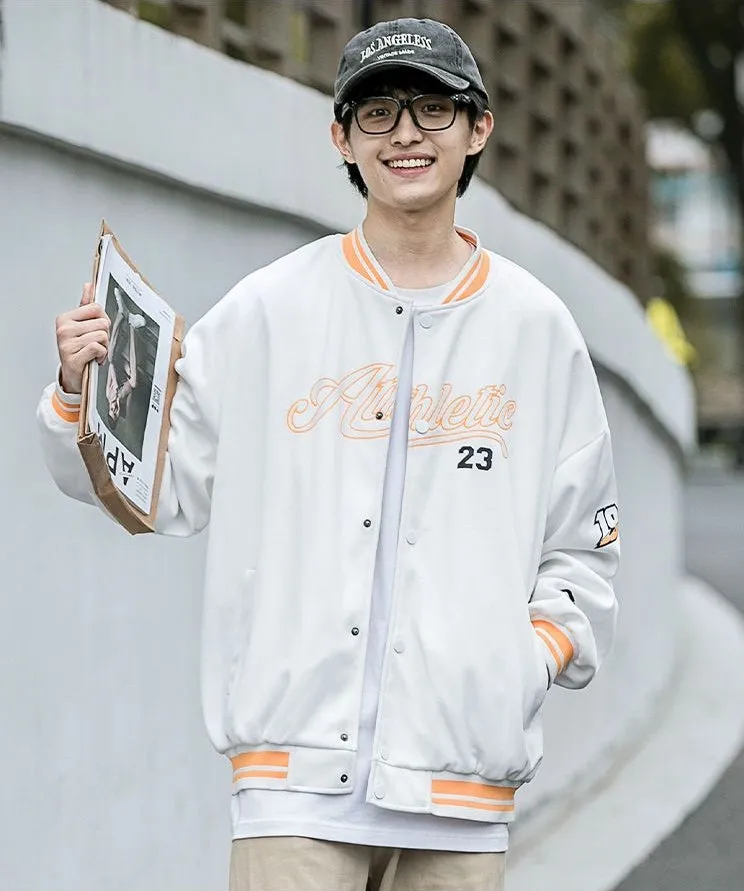 Vintage Button Front Varsity Jacket for Trendy Men
