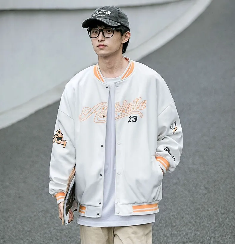 Vintage Button Front Varsity Jacket for Trendy Men