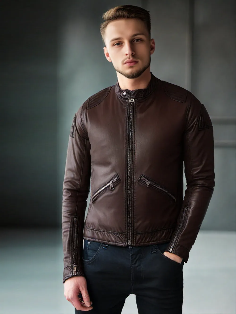 Vintage-Inspired Biker Leather Jacket