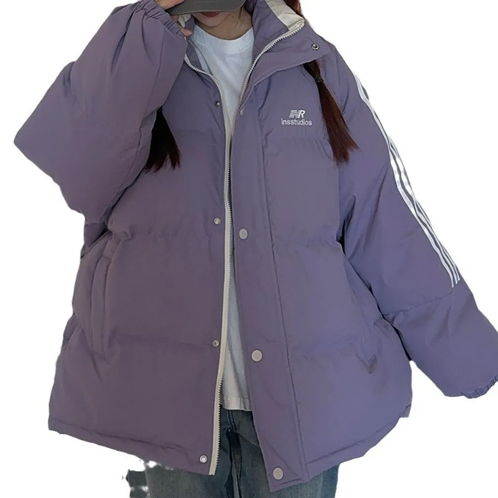 Vintage Relaxed-fit Quilted Puffer Jacket with Slash Pockets