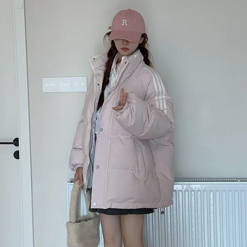 Vintage Relaxed-fit Quilted Puffer Jacket with Slash Pockets