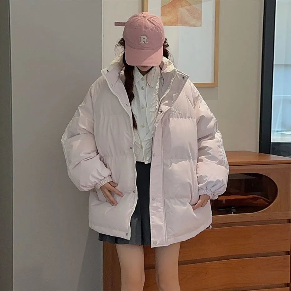 Vintage Relaxed-fit Quilted Puffer Jacket with Slash Pockets
