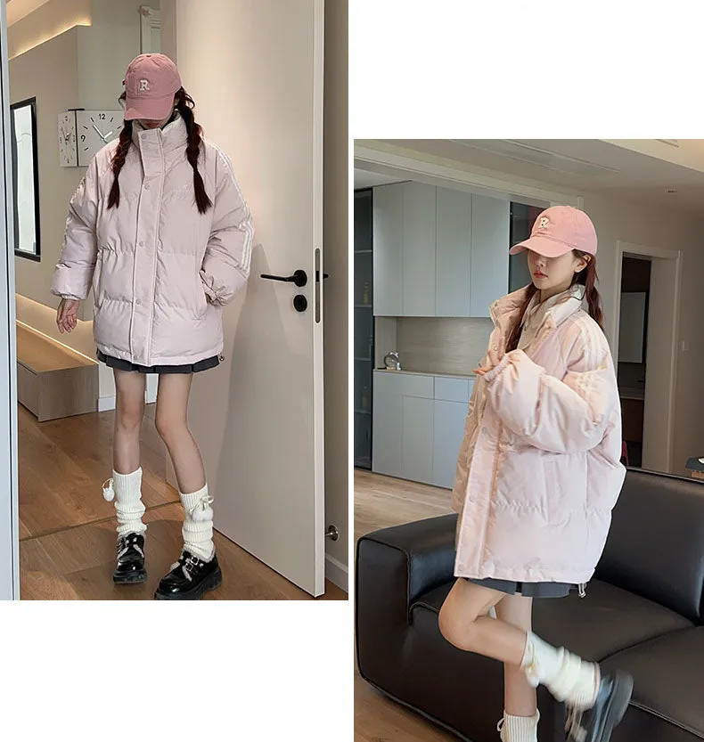 Vintage Relaxed-fit Quilted Puffer Jacket with Slash Pockets