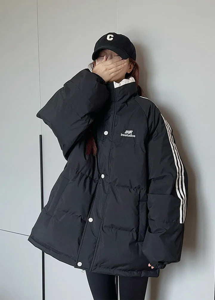 Vintage Relaxed-fit Quilted Puffer Jacket with Slash Pockets