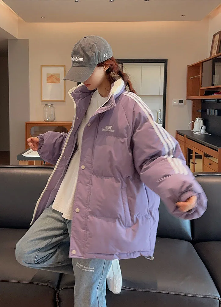 Vintage Relaxed-fit Quilted Puffer Jacket with Slash Pockets