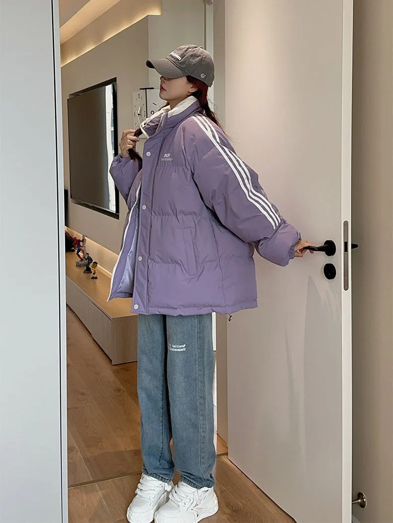 Vintage Relaxed-fit Quilted Puffer Jacket with Slash Pockets