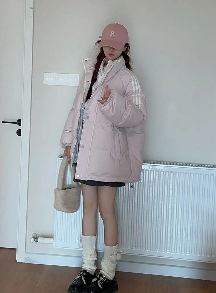 Vintage Relaxed-fit Quilted Puffer Jacket with Slash Pockets