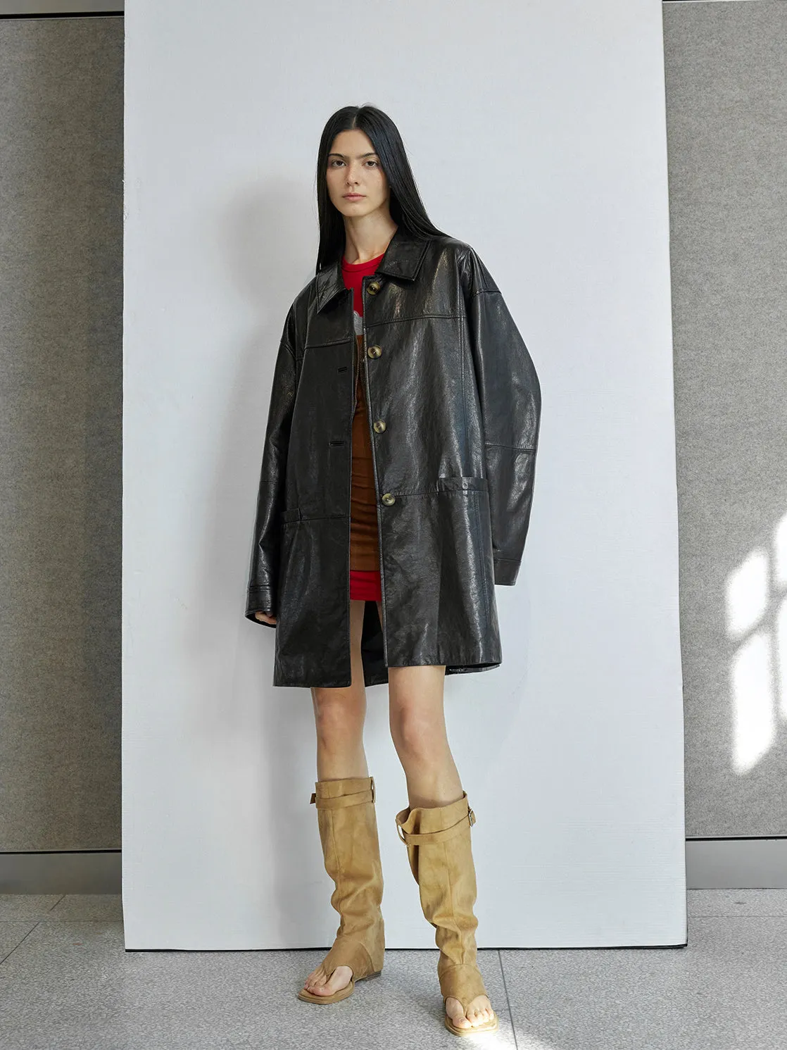 Vintage Waxed Goatskin Coat