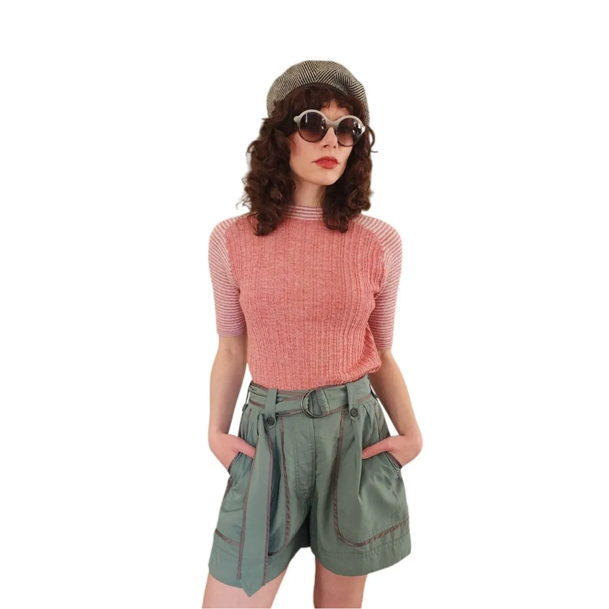 Vintage Y2K Dries Van Noten Silk Shorts Cropped Cargo  Blue Green