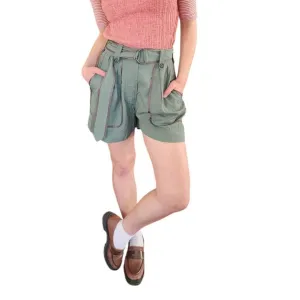 Vintage Y2K Dries Van Noten Silk Shorts Cropped Cargo  Blue Green