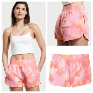 VS VICTORIAS SECRET COTTON FLEECE SWEAT SHORT PINK FLIRT TIE DYE XXL