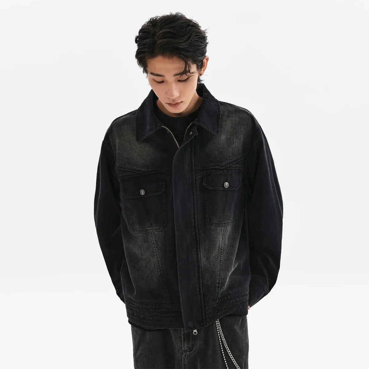 Washed Cotton Cropped Jacket