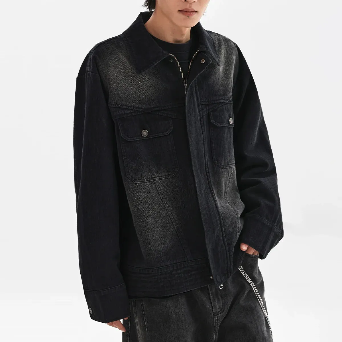 Washed Cotton Cropped Jacket