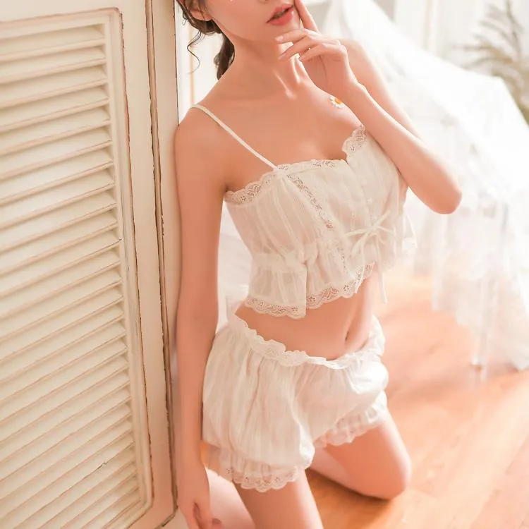 White Lace Pumpkin Short Top SD00860