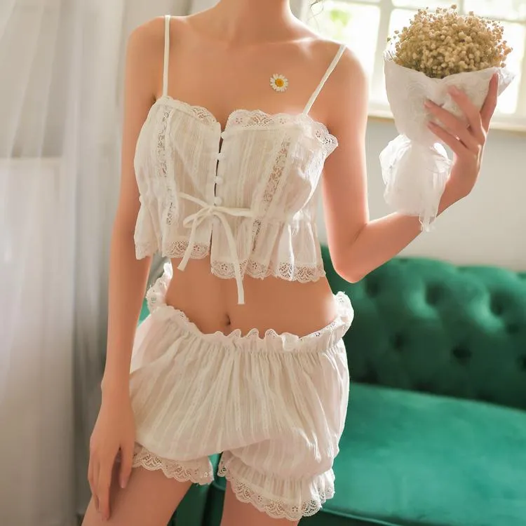 White Lace Pumpkin Short Top SD00860