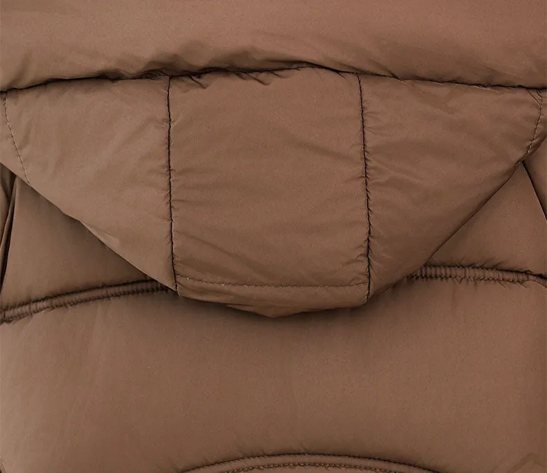 Windproof and Water-Resistant Puffer Jacket for Women with Bellows Pockets