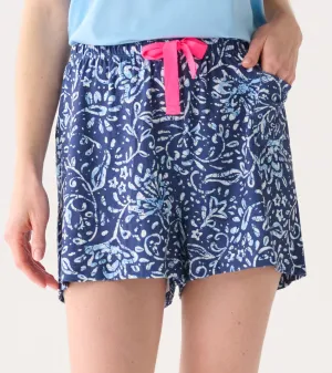 Women's Batik Flowers Polyknit Pajamas Shorts