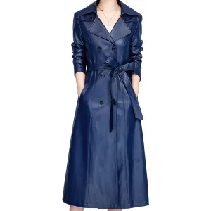 WOMEN’S  DOUBLE BREASTED LEATHER TRENCH COAT