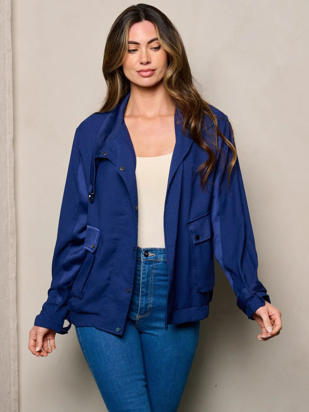 WOMEN'S LONG SLEEVE BUTTON UP POCKETS JACKET