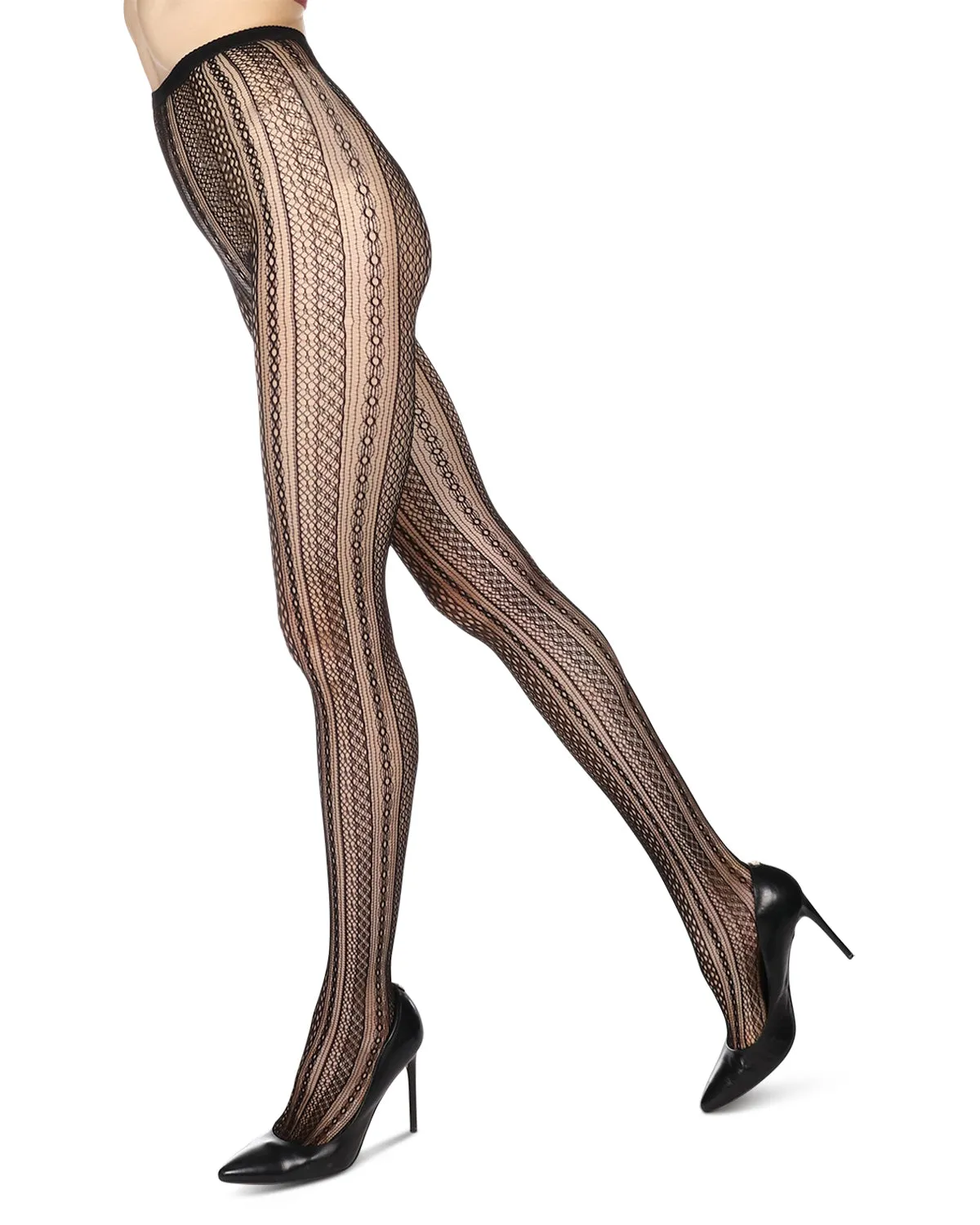 Women's Optic Spiral Sheer Net Nylon Tights