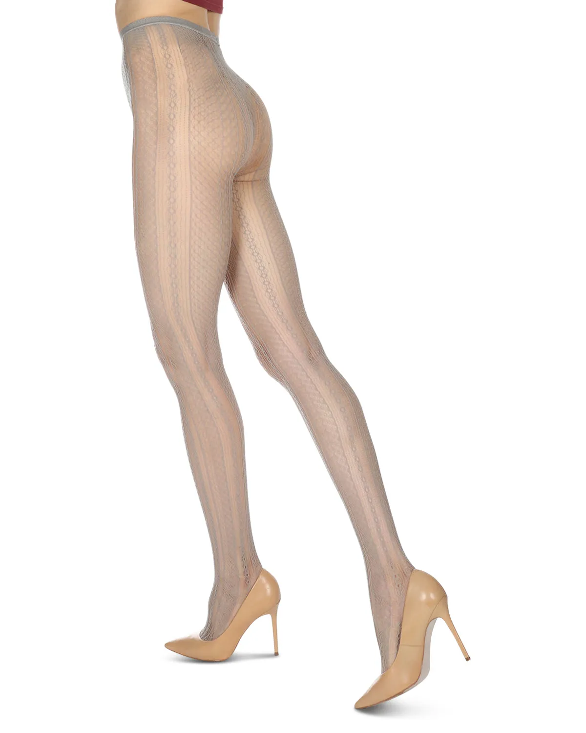 Women's Optic Spiral Sheer Net Nylon Tights