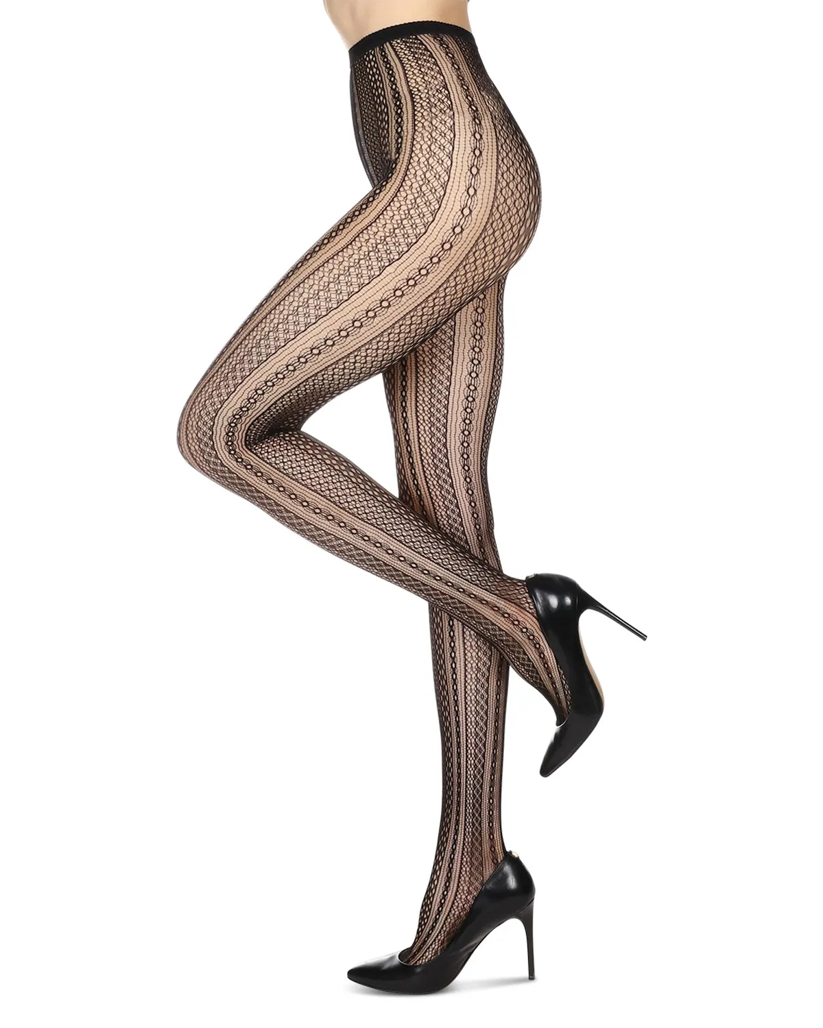 Women's Optic Spiral Sheer Net Nylon Tights