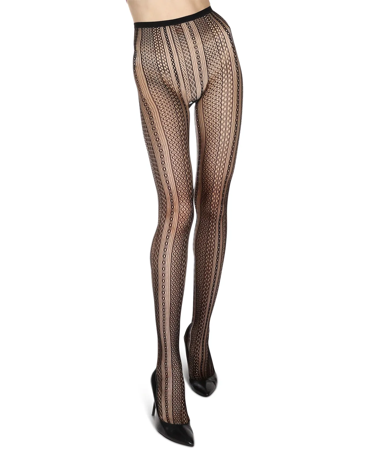 Women's Optic Spiral Sheer Net Nylon Tights