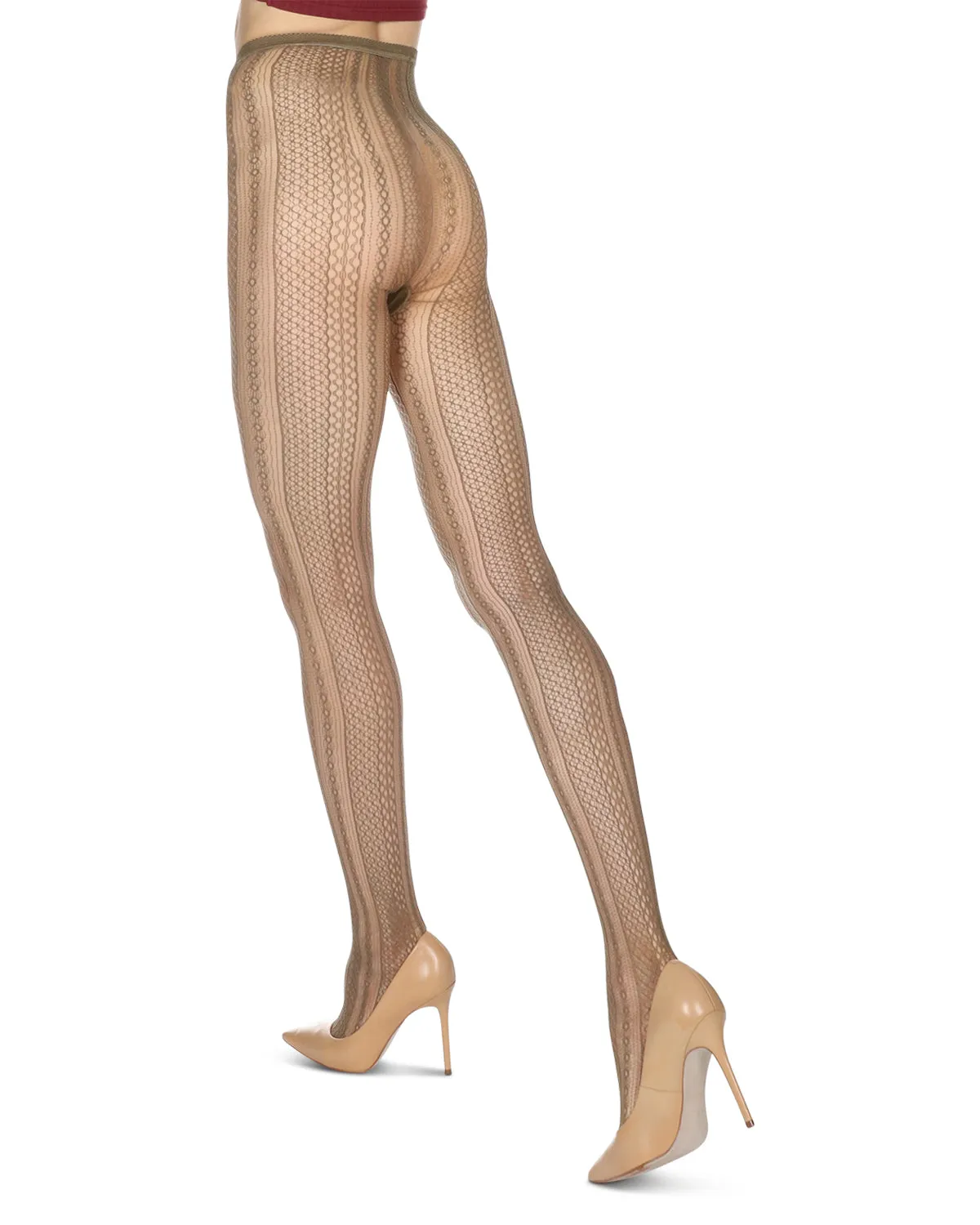 Women's Optic Spiral Sheer Net Nylon Tights